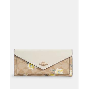 SLIM ENVELOPE WALLET IN SIGNATURE CANVAS WITH DAISY PRINT