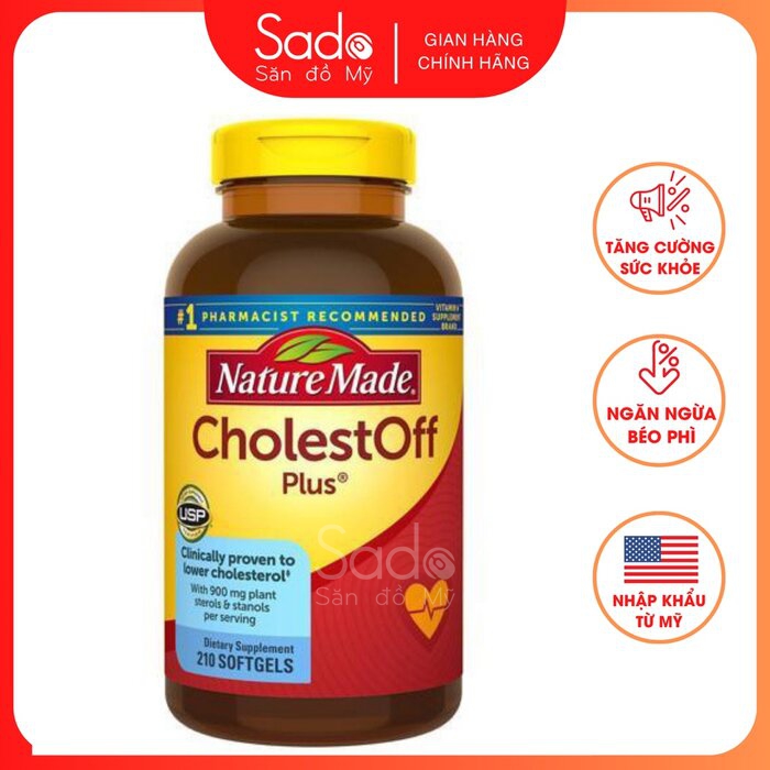Viên giảm Cholesterol trong máu hộp 210 viên 900mg- Nature Made ® Cholest Off Plus