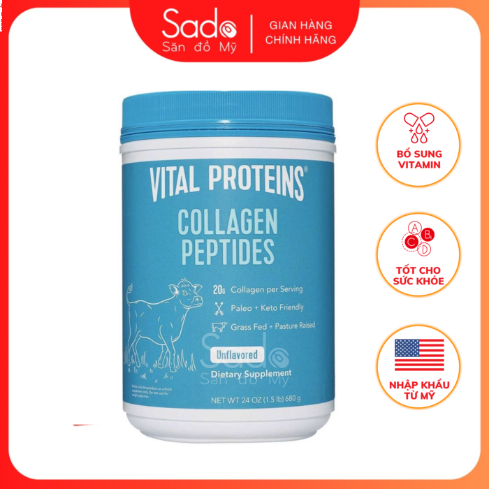 Collagen thủy phân Vital Proteins Collagen Peptides Unflavored loại 680g