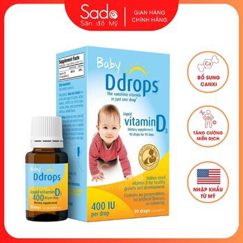 Ddrops Baby, Liquid Vitamin D3, 400 IU, 0.08 fl oz (2.5 ml), 90 Drops