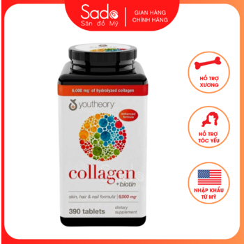 Viên uống collagen youtheory 390 viên Type 1, 2 & 3 +Biotin của Mỹ