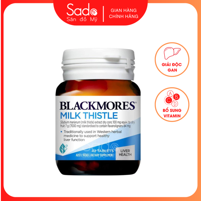 Viên uống giải độc gan blackmores milk thistle 42 tablets