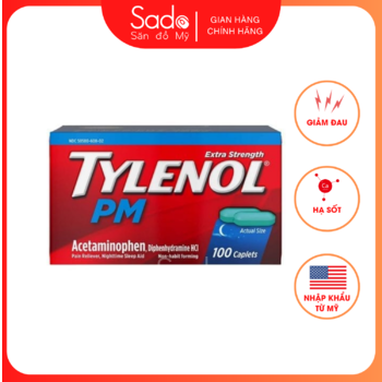 Viên uống Tylenol PM Acetaminophen Extra Strength 500mg 100 Caplets